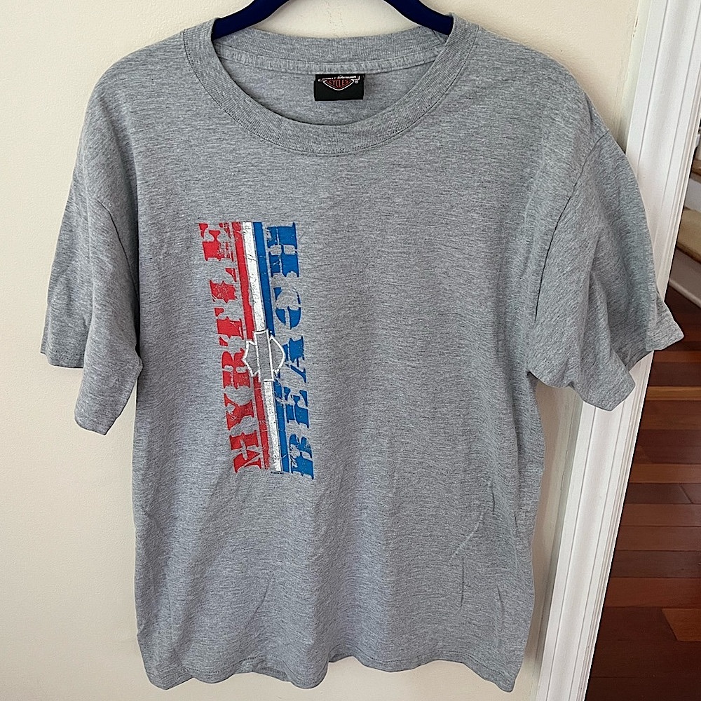 Men’s Gray Myrtle Beach Harley-Davidson Red White and Blue Graphic T-Shirt